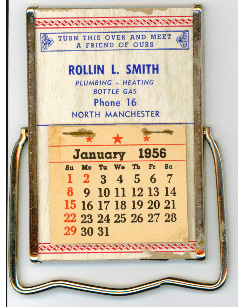 1956 Rollin L. Smith Advertising Calendar, N. Manchester